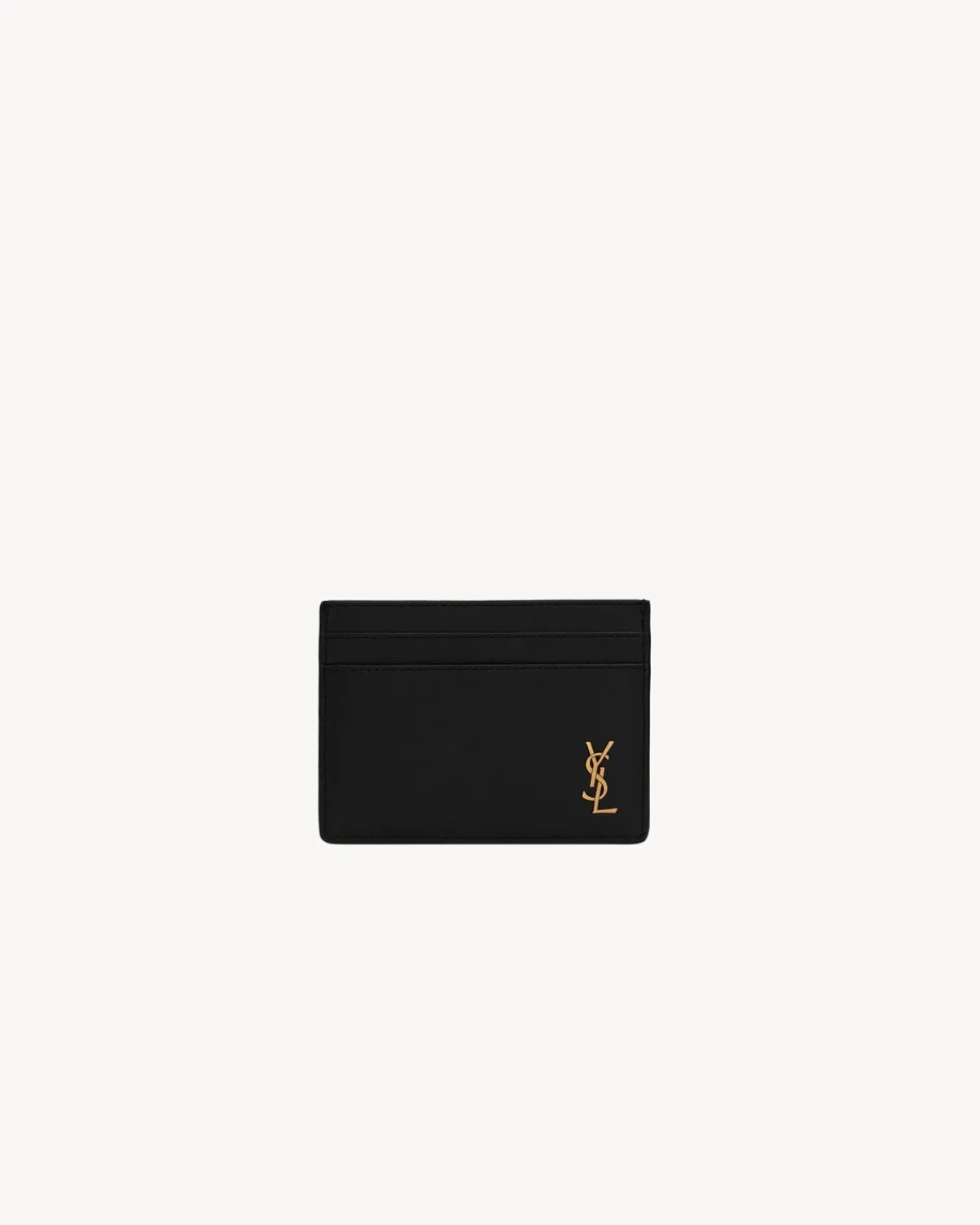 Saint Laurent Card Cases-TINY CASSANDRE card case in grained leather BLACK