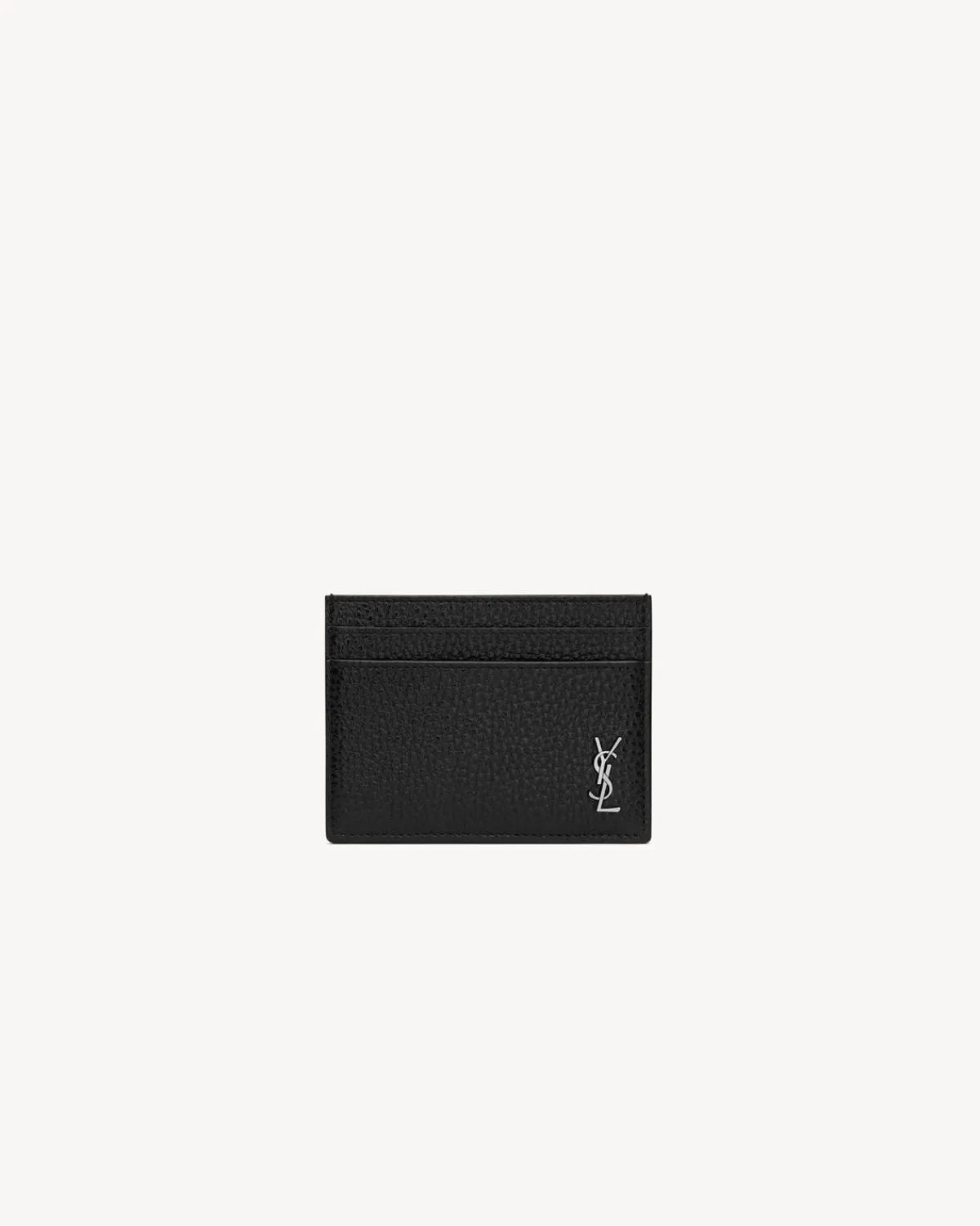 Saint Laurent Card Cases-TINY CASSANDRE card case in grained leather BLACK