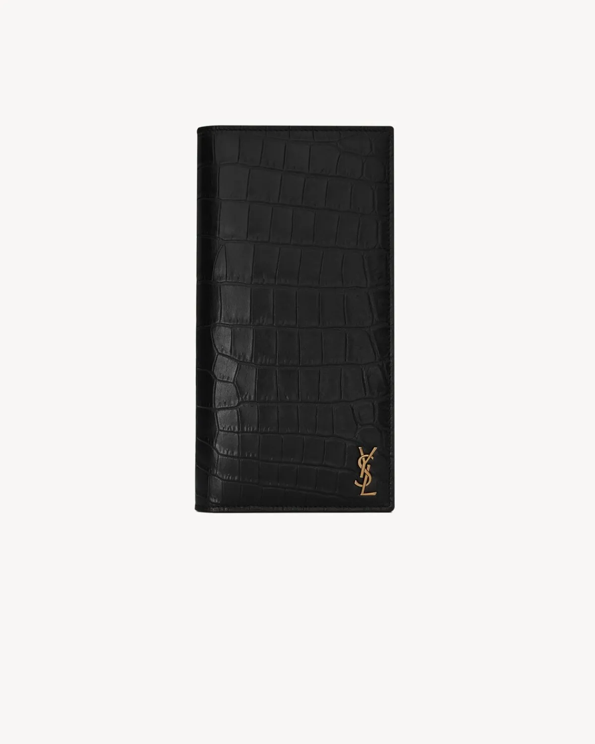 Saint Laurent Wallets-TINY CASSANDRE continental wallet in CROCODILE-EMBOSSED matte leather BLACK