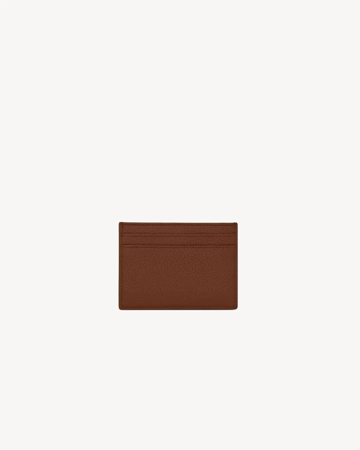 Saint Laurent Card Cases-TINY CASSANDRE credit card case in grained leather TOASTEDBROWN