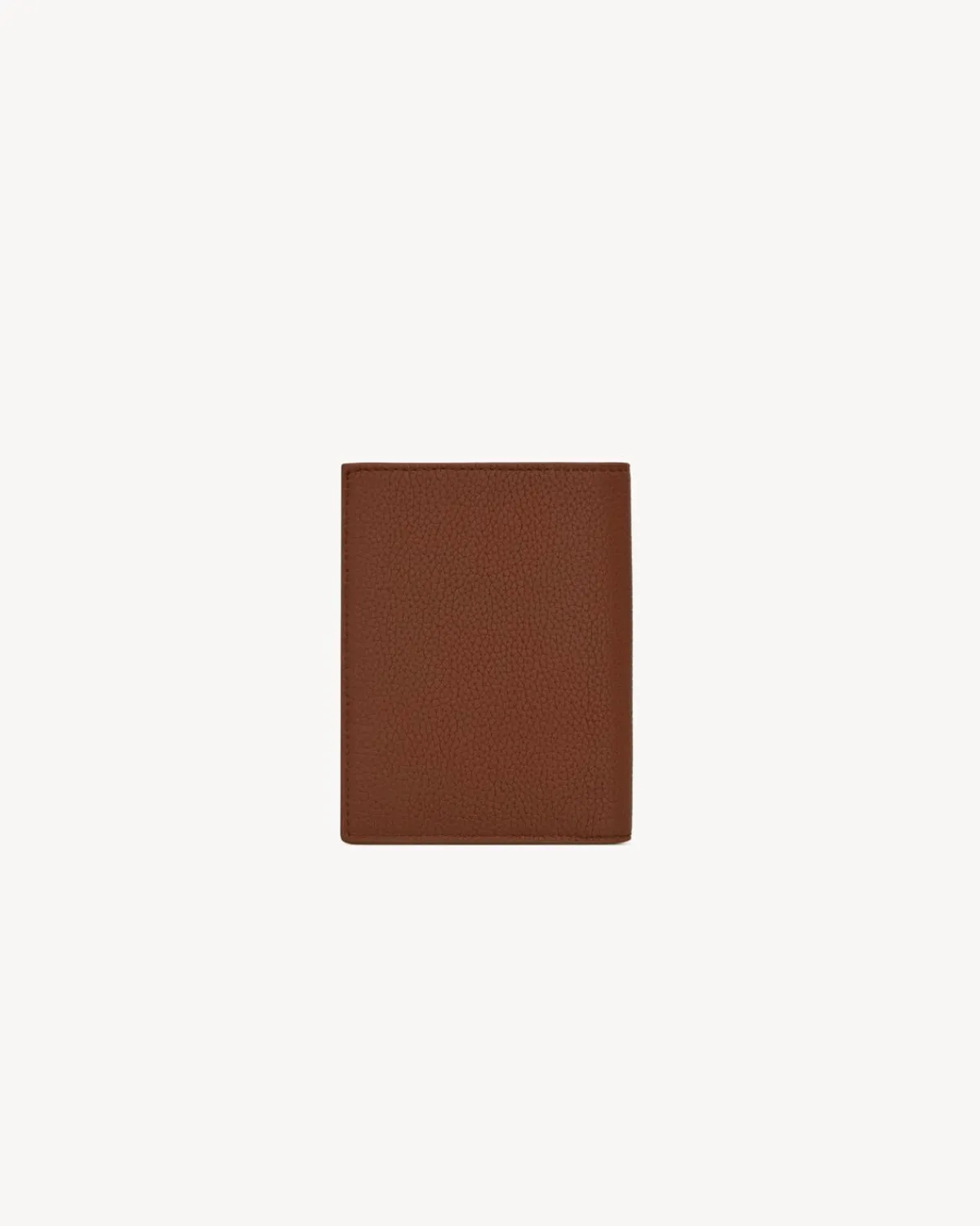 Saint Laurent Card Cases-TINY CASSANDRE credit card wallet in grained leather TOASTEDBROWN