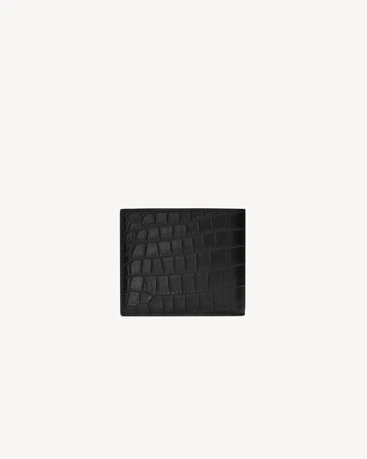 Saint Laurent Wallets-TINY CASSANDRE East/West wallet in crocodile-embossed leather BLACK