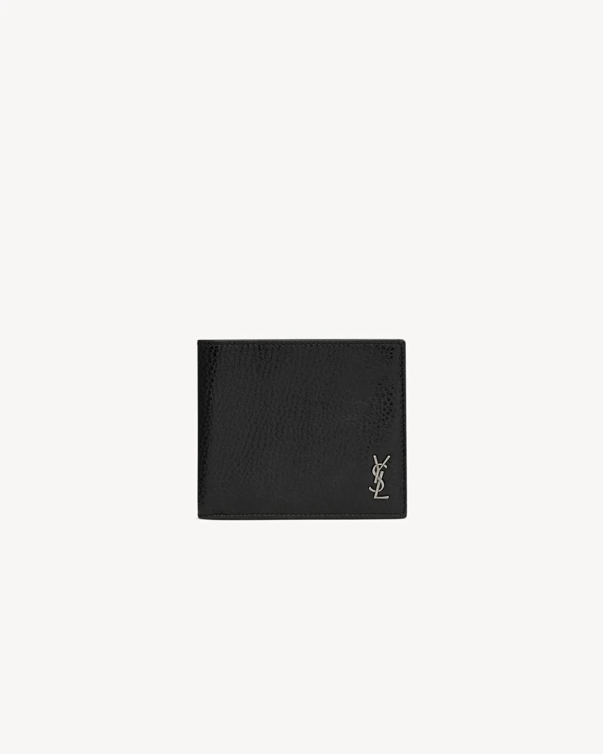 Saint Laurent Wallets-TINY CASSANDRE EAST/WEST WALLET IN GRAINED LEATHER BLACK