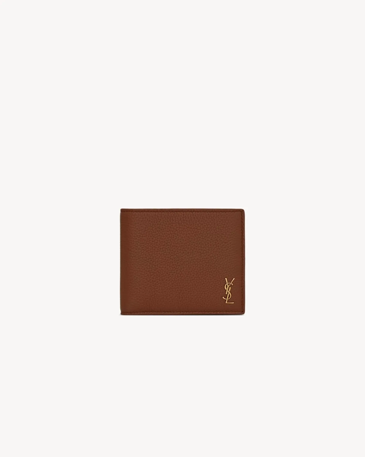 Saint Laurent Wallets-TINY CASSANDRE East/West wallet in grained leather TOASTEDBROWN