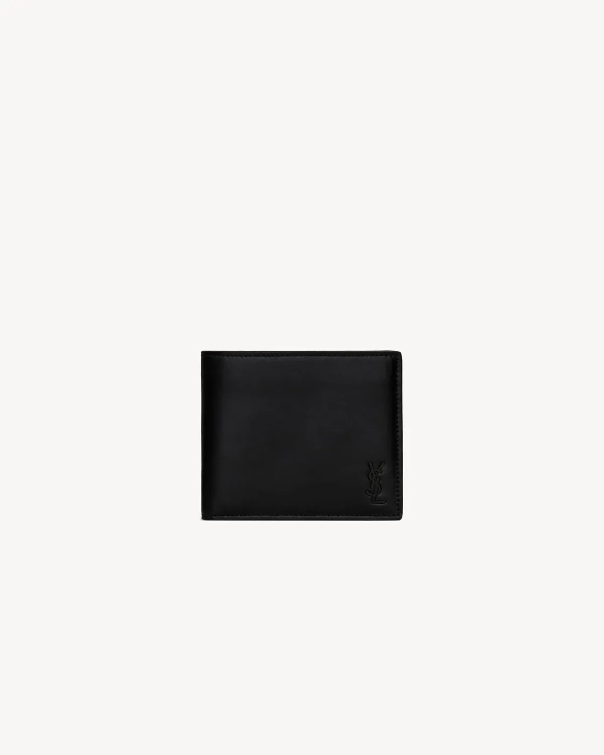 Saint Laurent Wallets-TINY CASSANDRE East/West wallet in matte leather BLACK