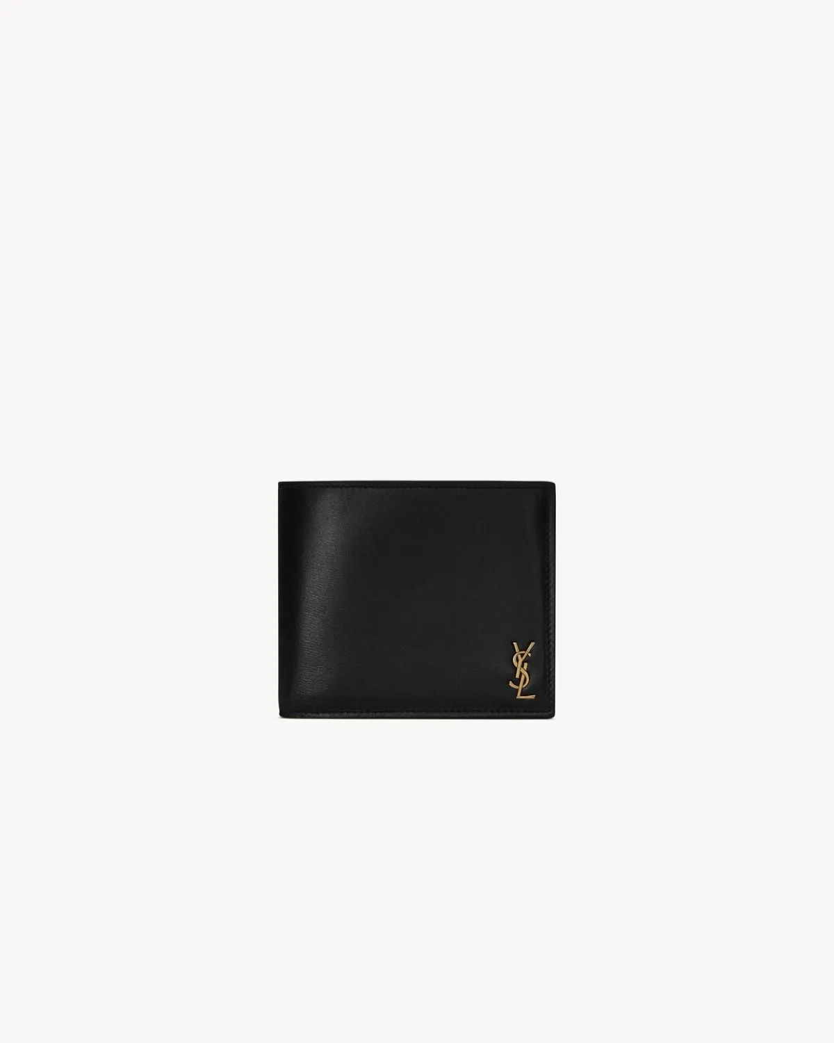 Saint Laurent Wallets-TINY CASSANDRE East/West wallet in shiny leather BLACK