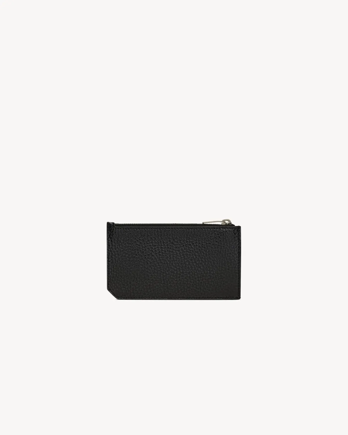 Saint Laurent Card Cases-TINY CASSANDRE FRAGMENTS ZIPPED CARD CASE IN GRAINED LEATHER BLACK