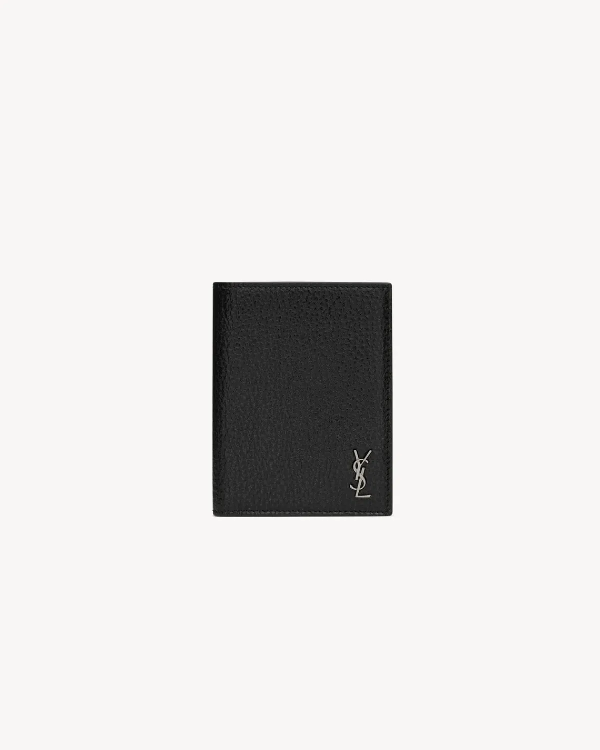 Saint Laurent Cases And Holders-TINY CASSANDRE passport case in grained leather BLACK