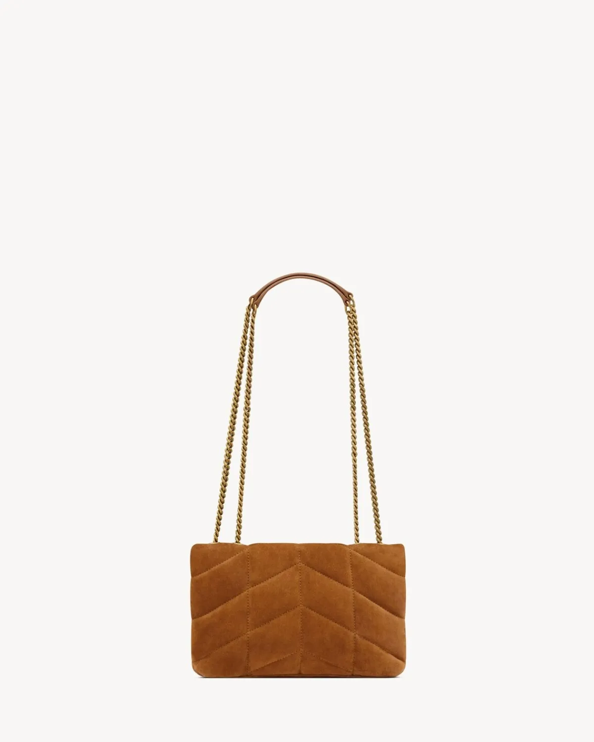 Saint Laurent Mini Bags-Toy PUFFER in quilted suede CAMEL