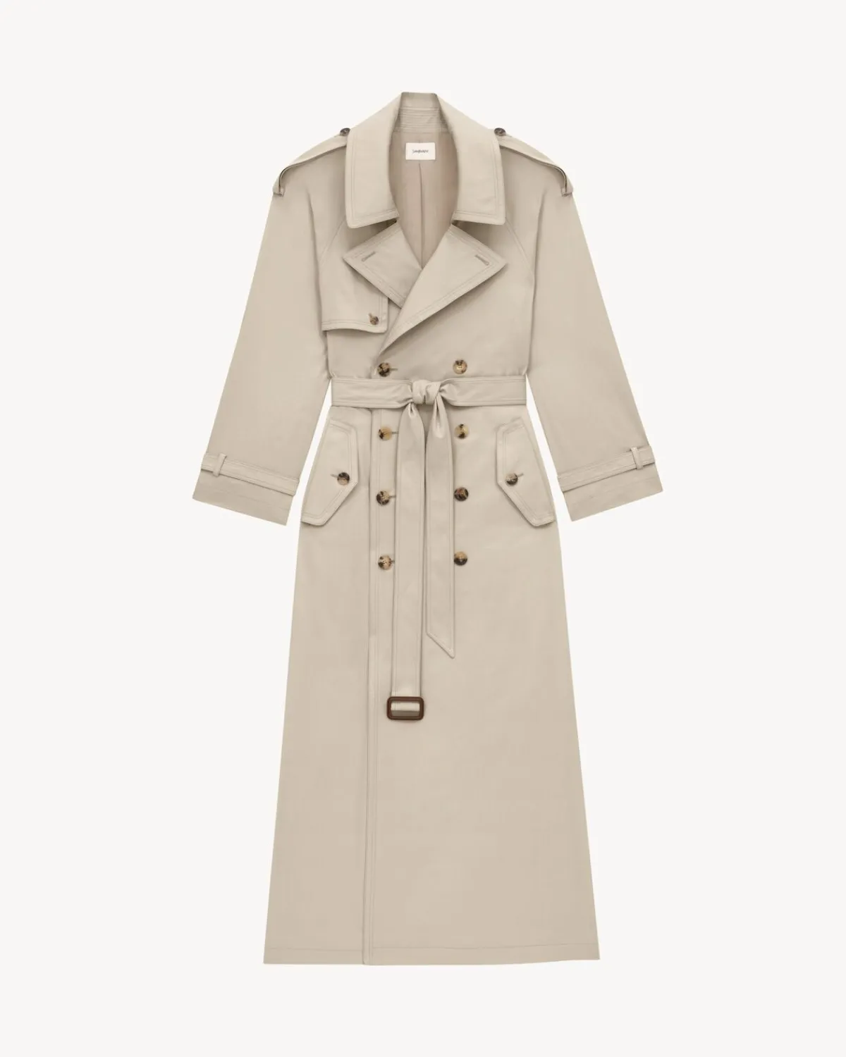 Saint Laurent Leather And Coats-trench coat in cotton twill BEIGECLAIR