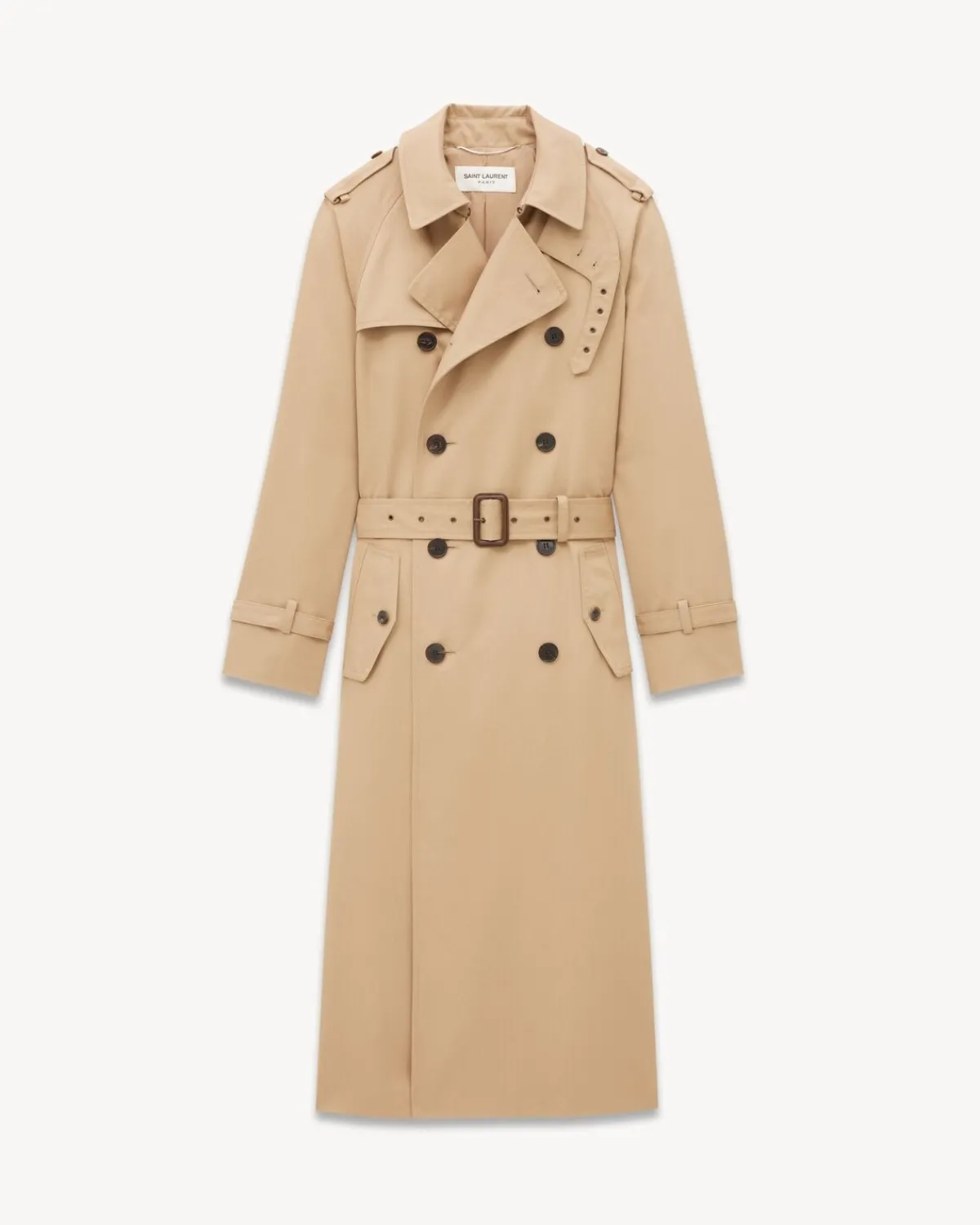 Saint Laurent Leather And Coats-trench coat in gabardine BEIGE