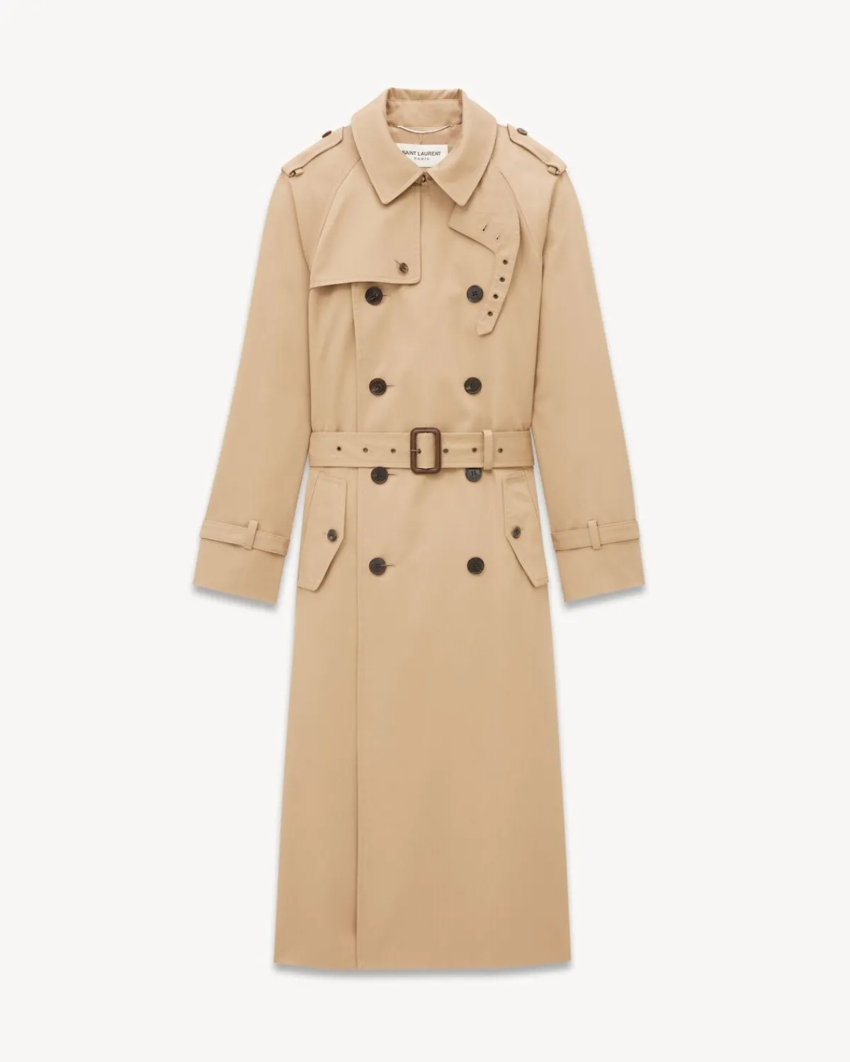 Saint Laurent Leather And Coats-trench coat in gabardine BEIGE