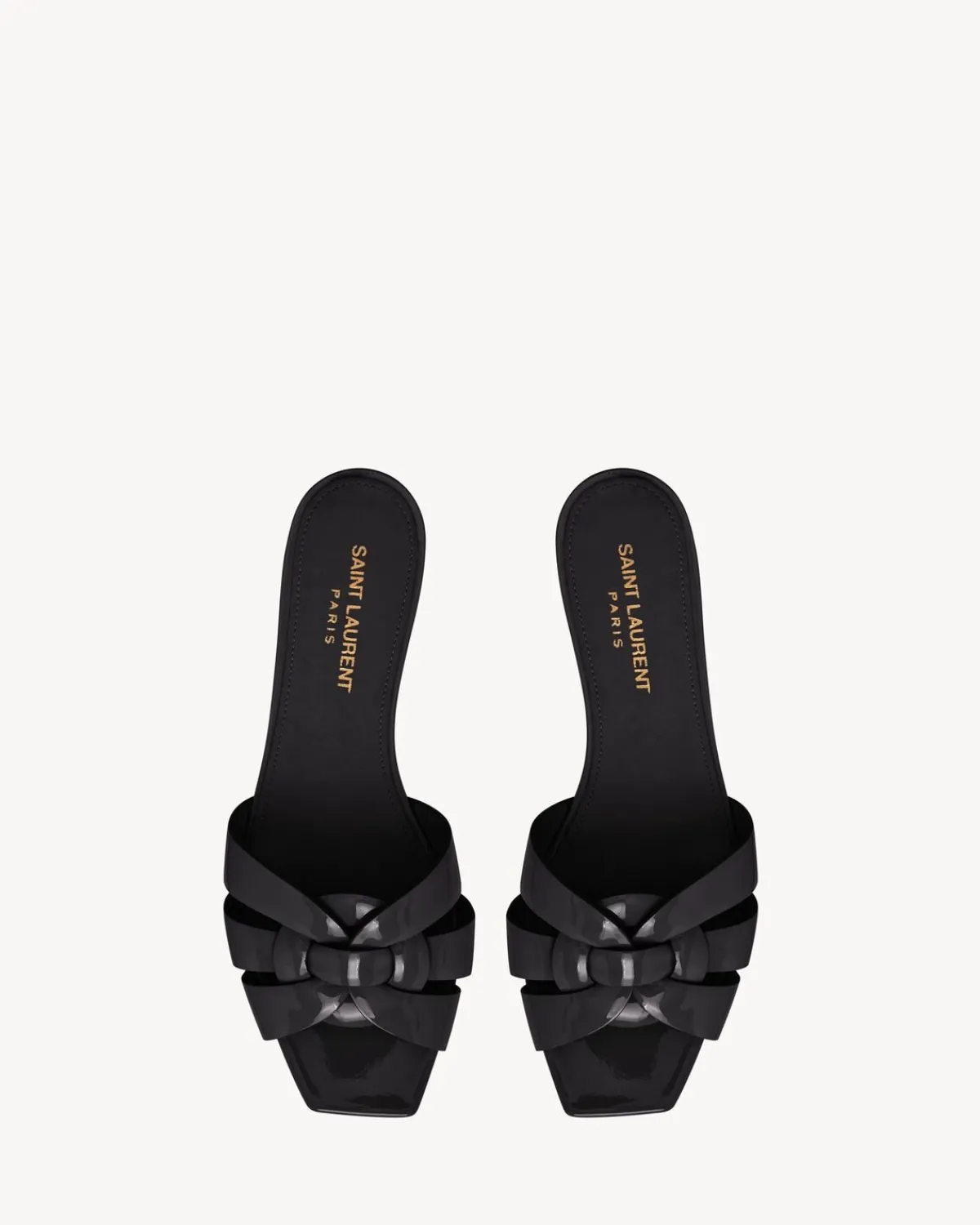 Saint Laurent Flats-tribute MULES in patent leather BLACK