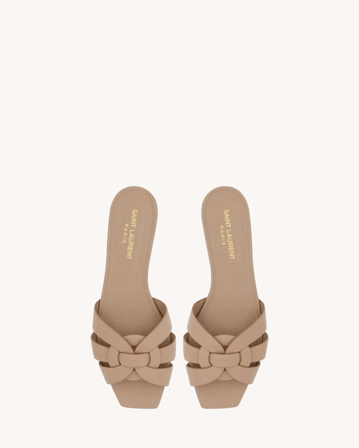 Saint Laurent Flats-Tribute MULES in smooth leather DARKBEIGE