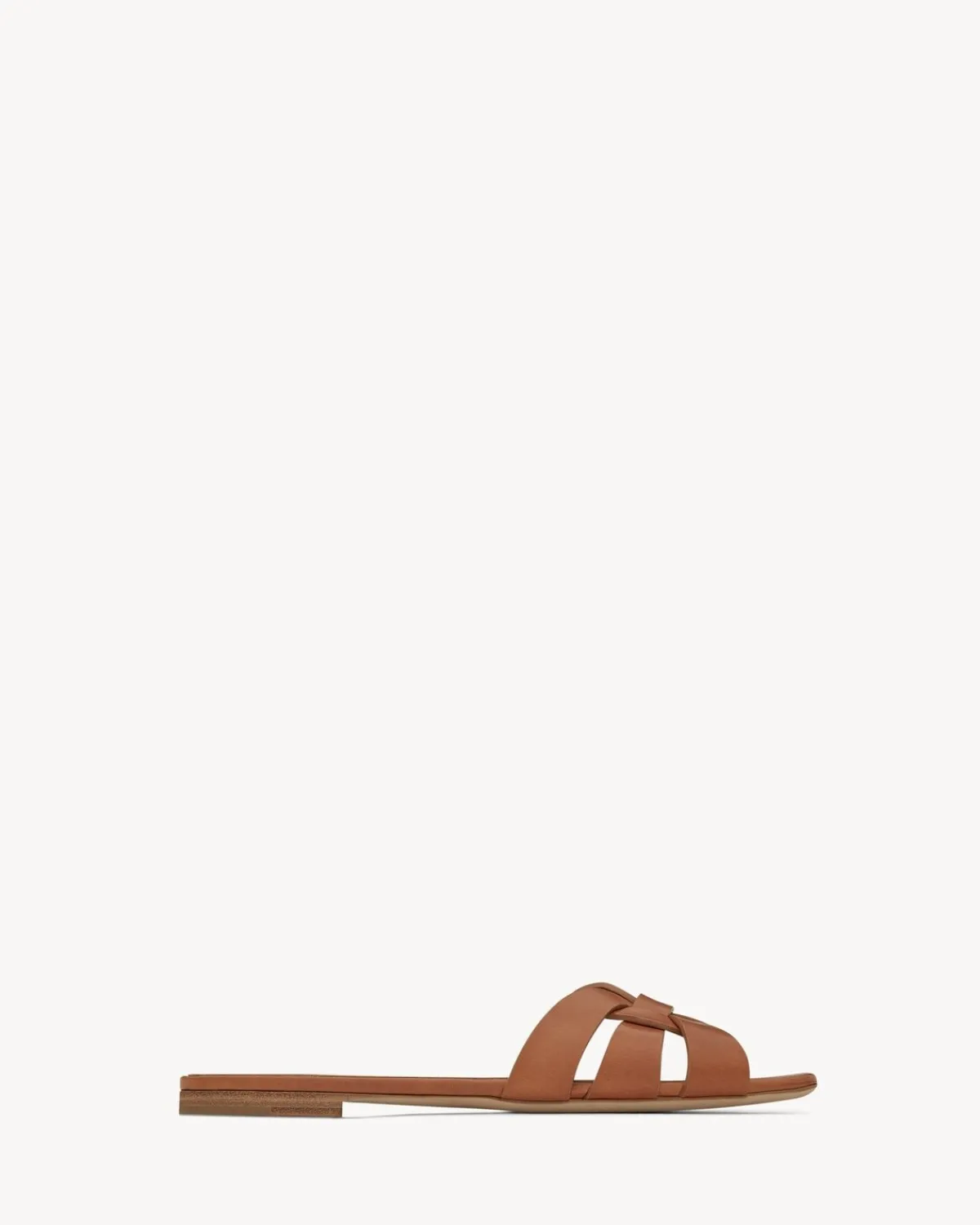 Saint Laurent Flats-TRIBUTE MULES in smooth leather AMBER