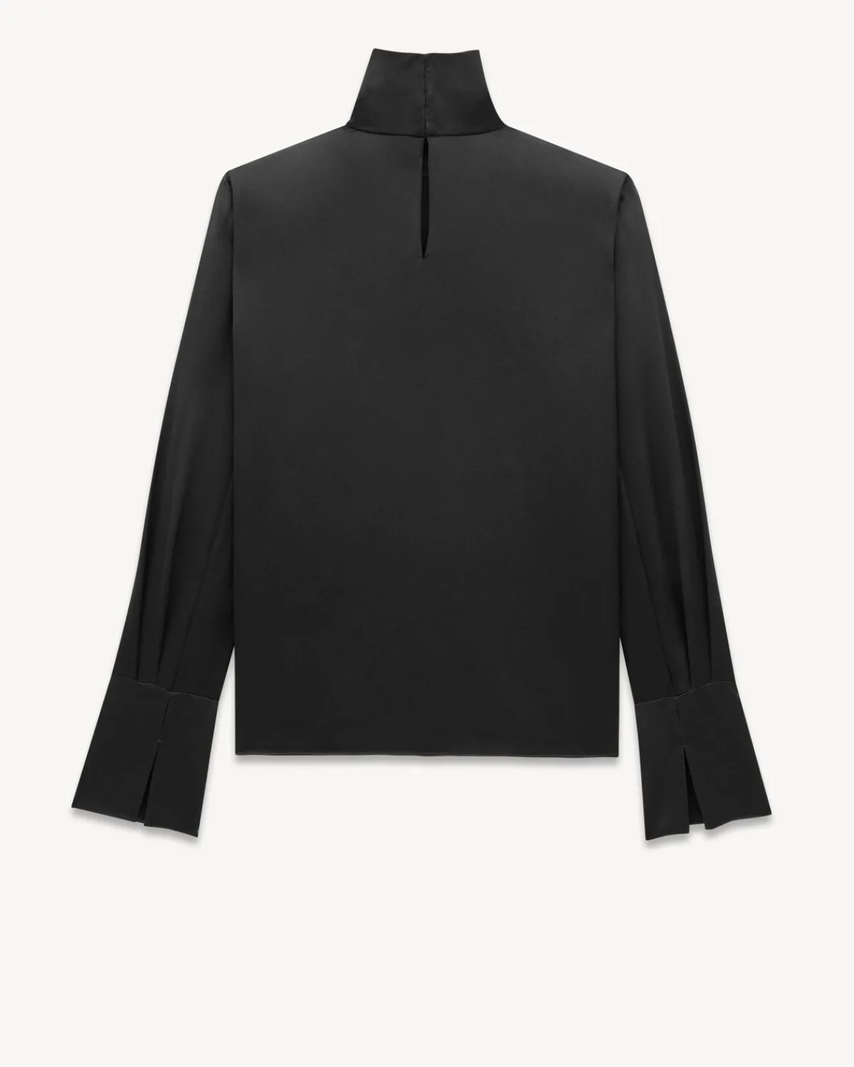 Saint Laurent Shirts And Tops-turtleneck blouse in silk satin BLACK