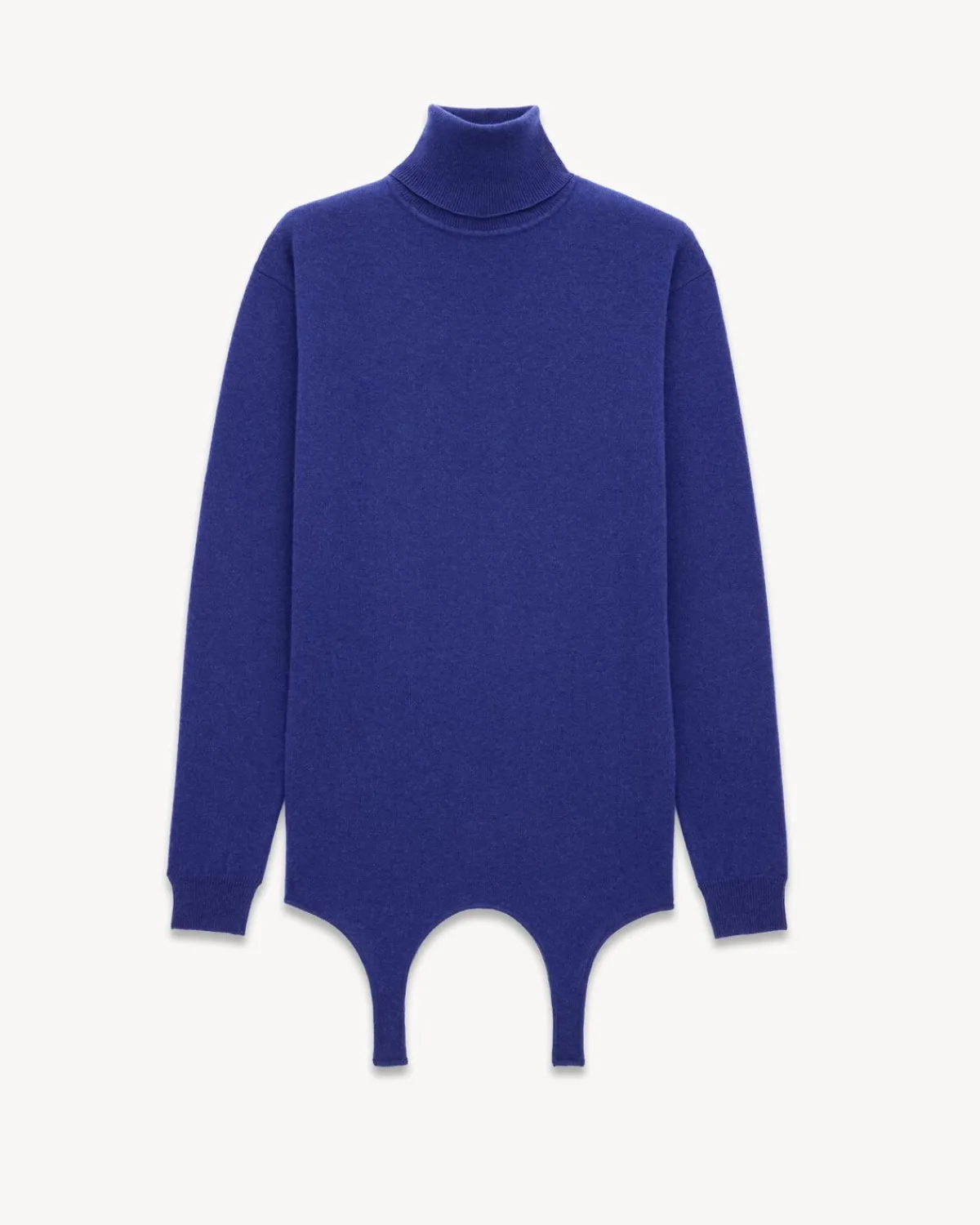 Saint Laurent Knitwear-turtleneck garter sweater in cashmere BLEUROI