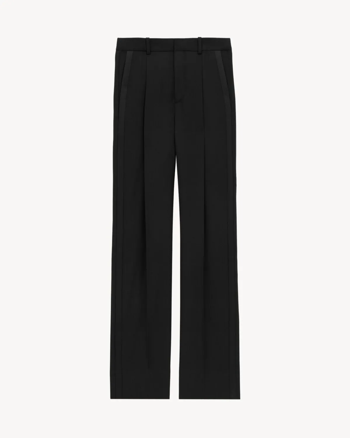 Saint Laurent Jackets And Pants-tuxedo high-waisted pants in grain de poudre BLACK