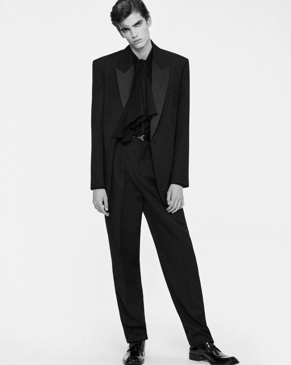 Saint Laurent Jackets And Pants-tuxedo high-waisted pants in grain de poudre BLACK