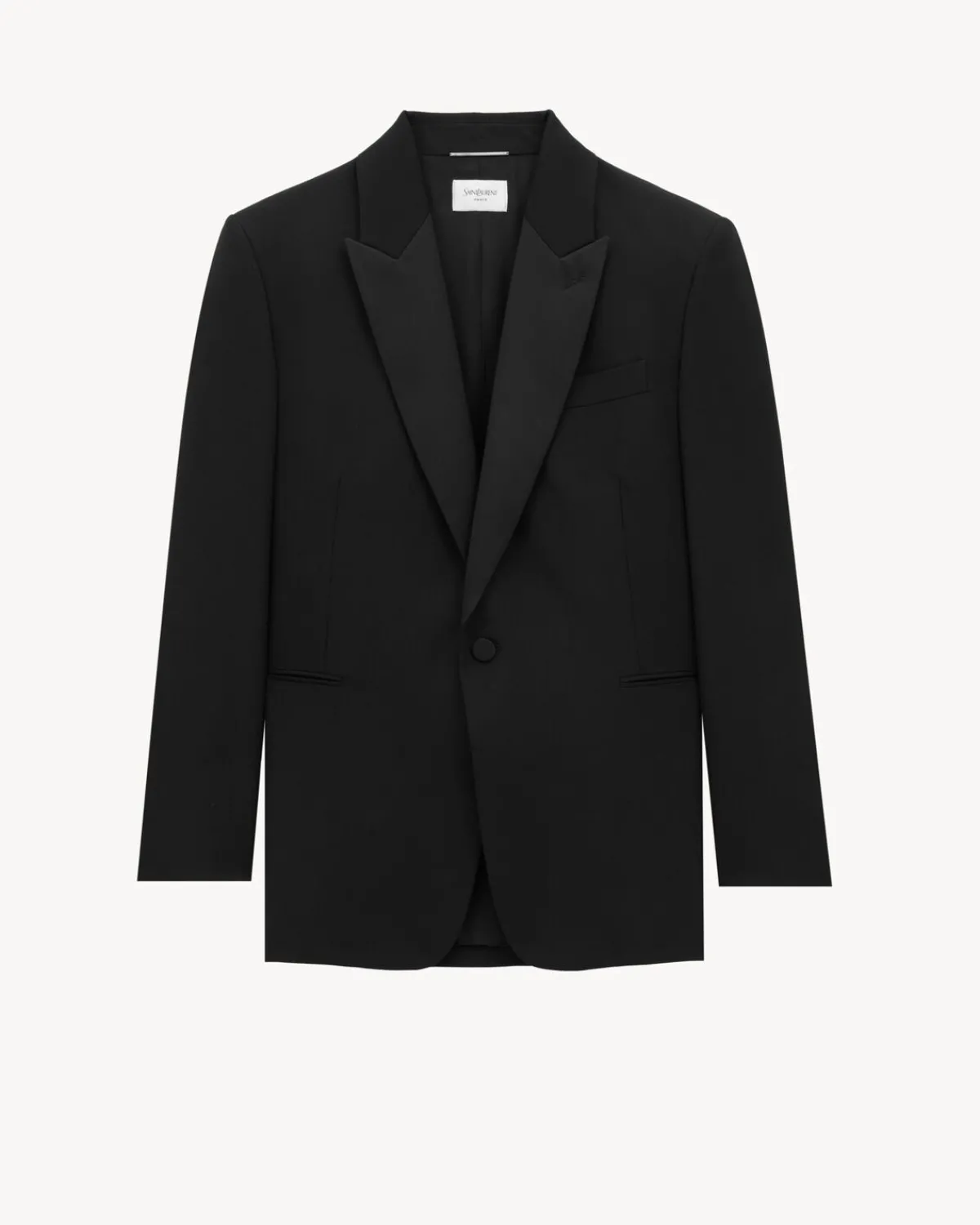 Saint Laurent Jackets And Pants-tuxedo jacket in grain de poudre BLACK