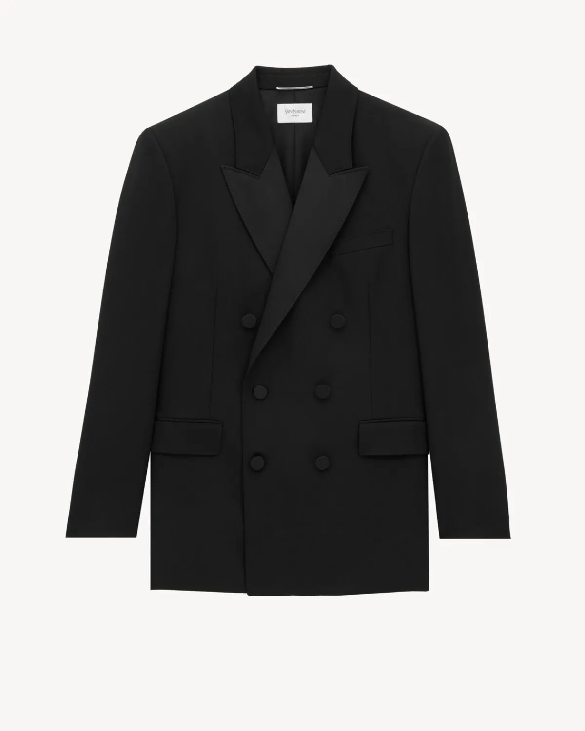 Saint Laurent Jackets And Pants-tuxedo jacket in grain de poudre BLACK