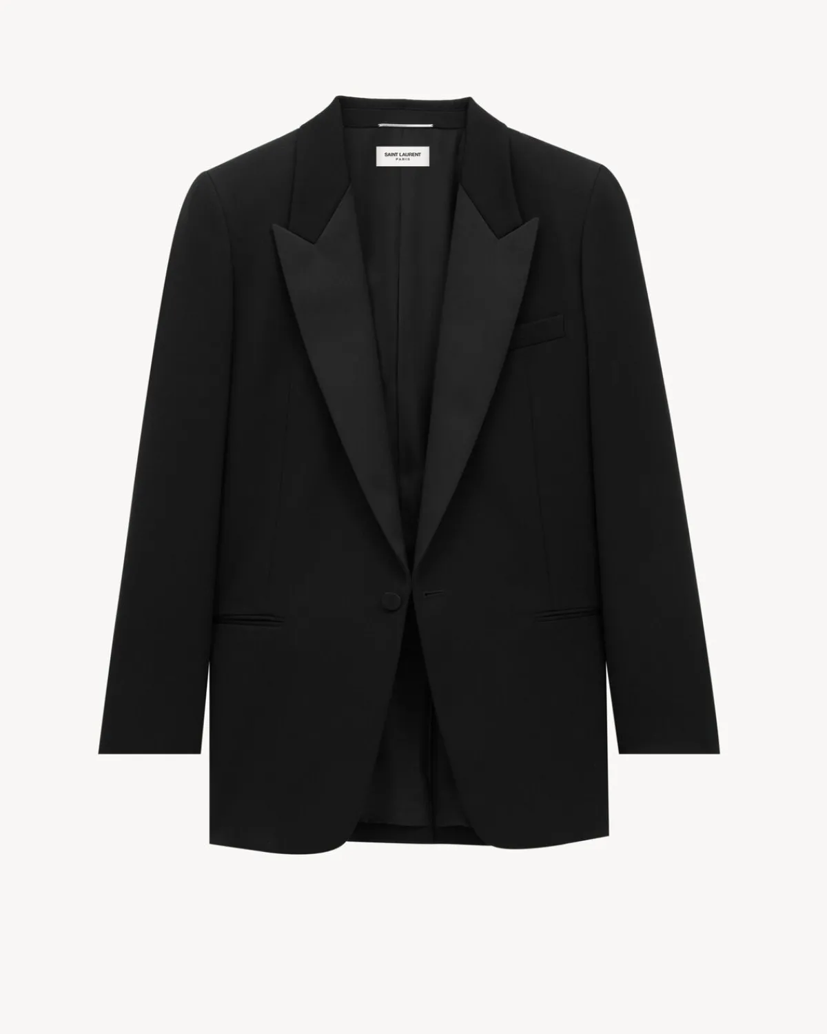 Saint Laurent Jackets And Pants-tuxedo jacket in grain de poudre NOIR