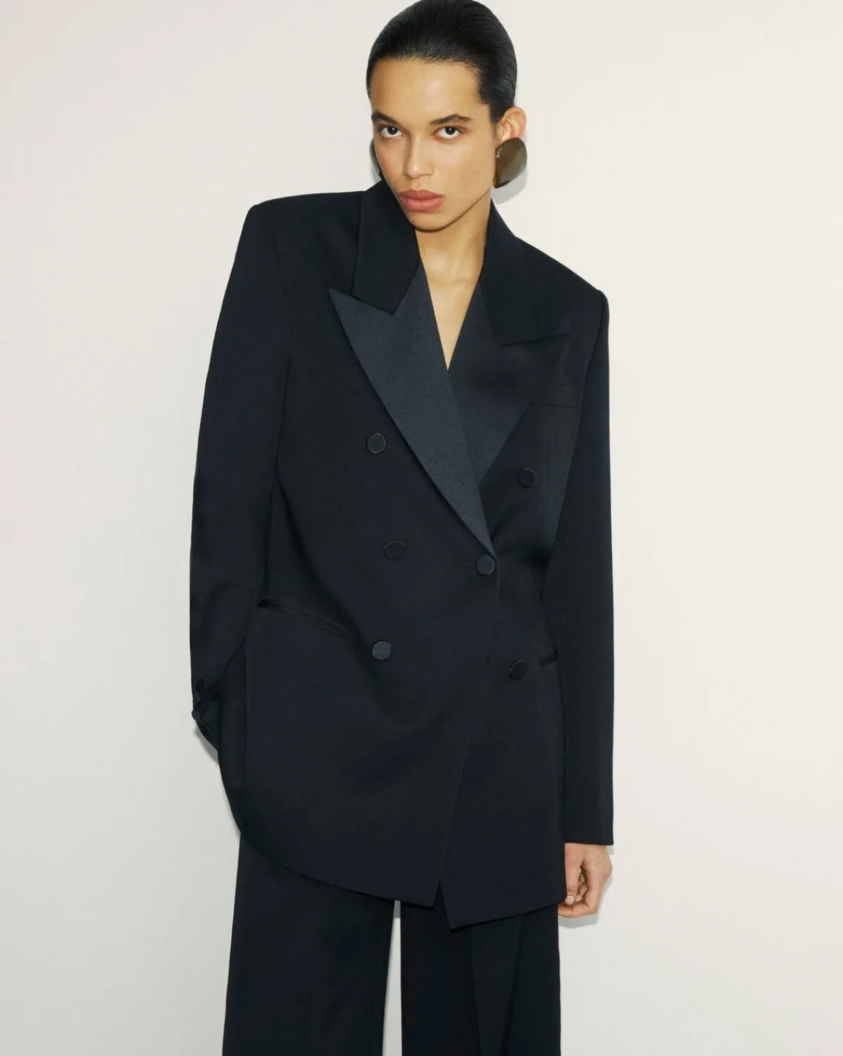 Saint Laurent Jackets And Pants-tuxedo jacket in GRAIN DE POUDRE BLACK