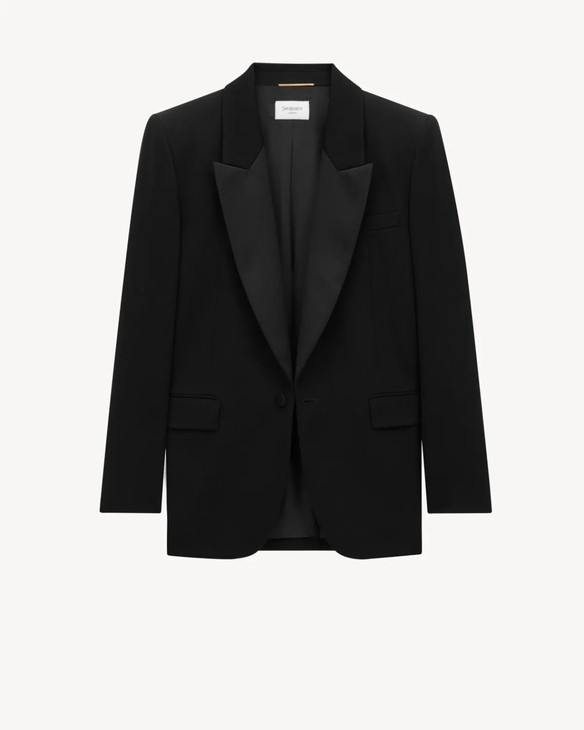 Saint Laurent Jackets And Pants-tuxedo jacket in grain de poudre NOIR