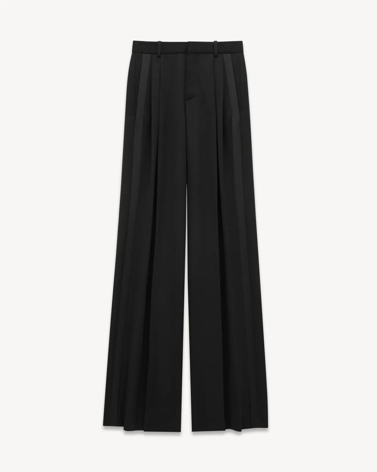 Saint Laurent Jackets And Pants-tuxedo pants in GRAIN DE POUDRE BLACK