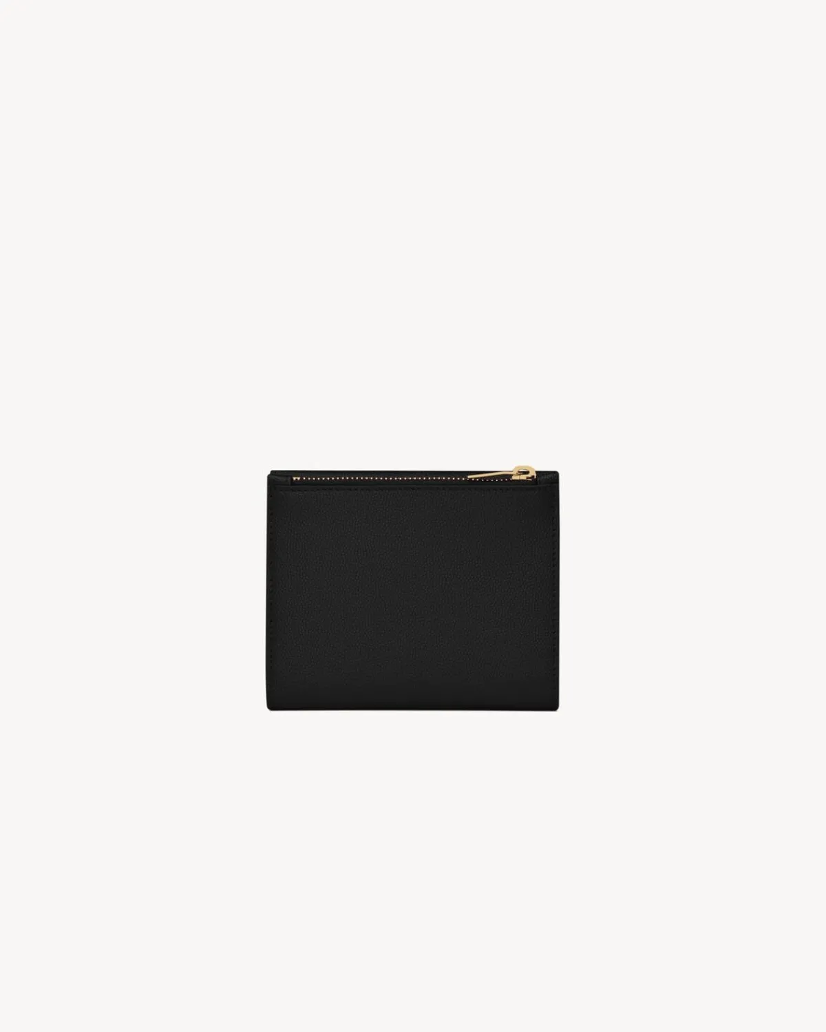 Saint Laurent Wallets-UPTOWN Compact wallet in grain de poudre leather BLACK