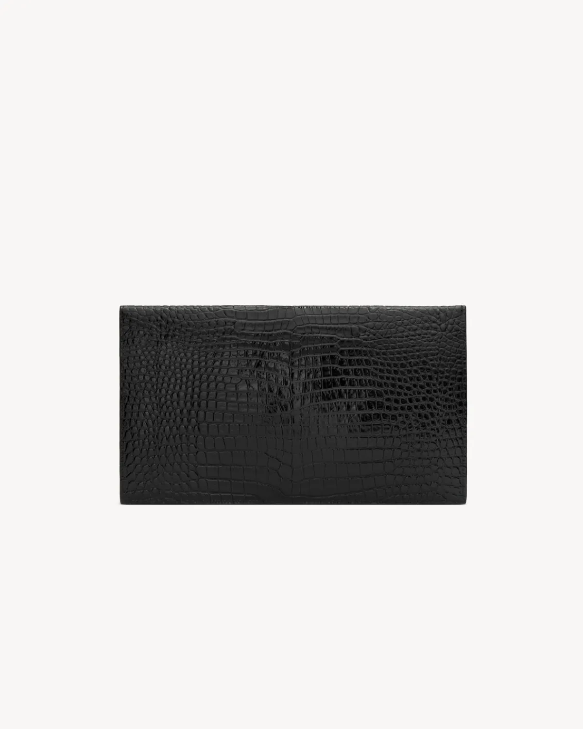 Saint Laurent Pouches-UPTOWN POUCH IN CROCODILE-EMBOSSED SHINY LEATHER BLACK