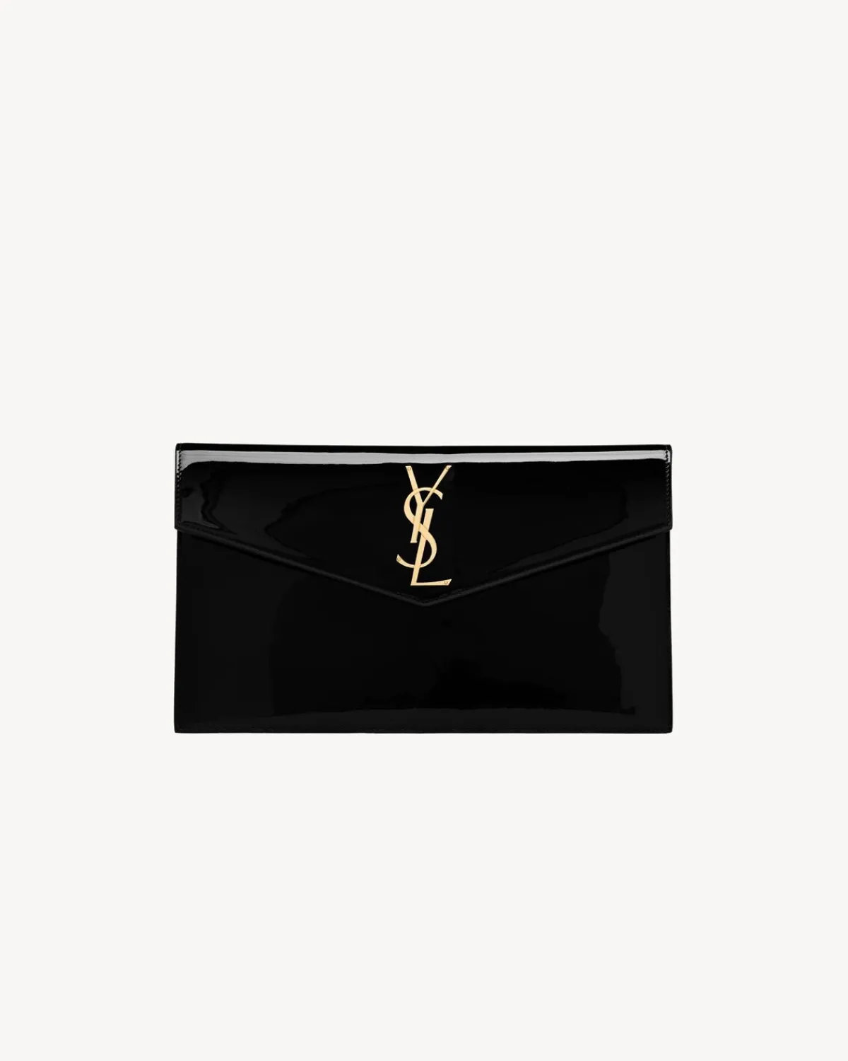 Saint Laurent Pouches-UPTOWN POUCH IN PATENT LEATHER BLACK