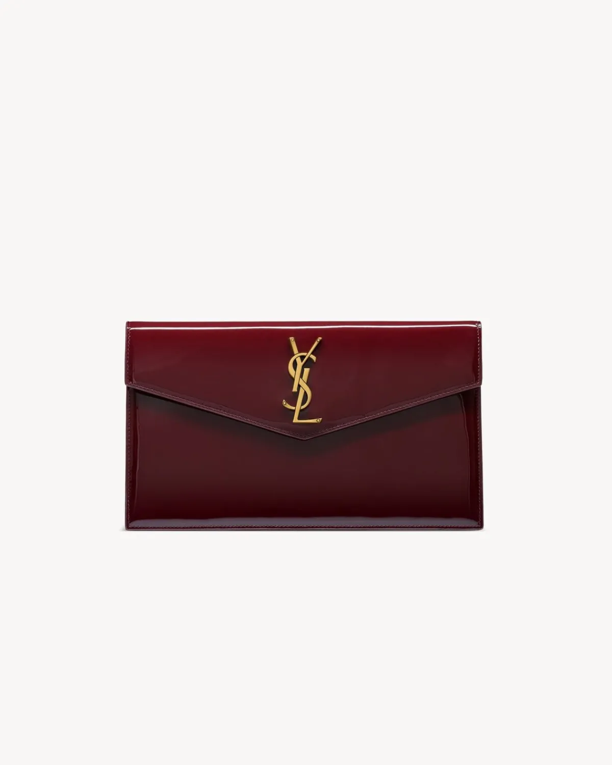 Saint Laurent Pouches-UPTOWN pouch in patent leather DARKREDWINE