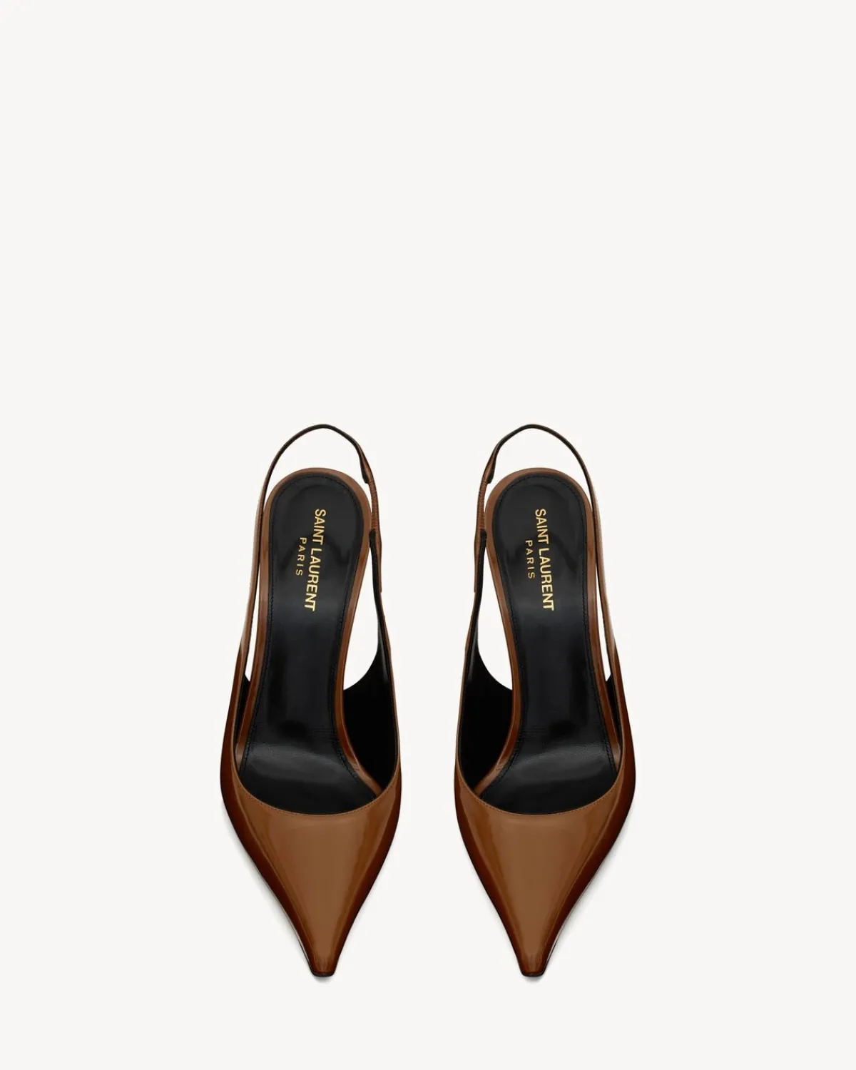 Saint Laurent Slingbacks-VENDOME slingback pumps in glazed leather ARGILE