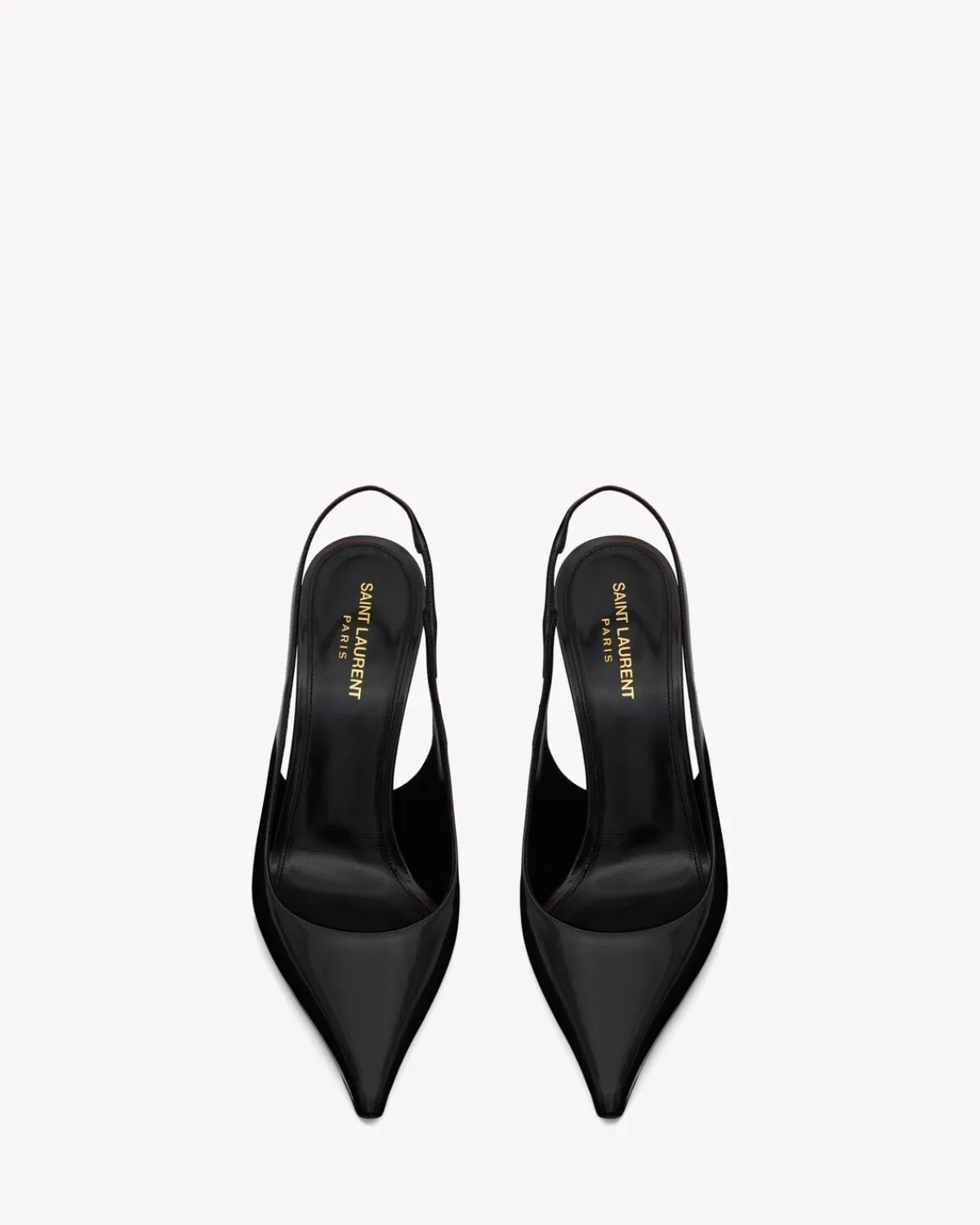 Saint Laurent Slingbacks-VENDOME slingback pumps in glazed leather BLACK