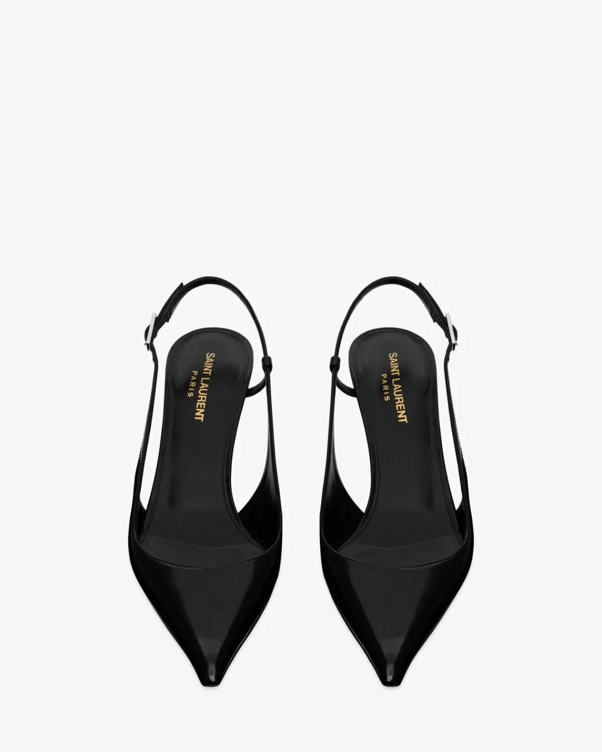 Saint Laurent Slingbacks-VENDOME slingback pumps in glazed leather BLACK