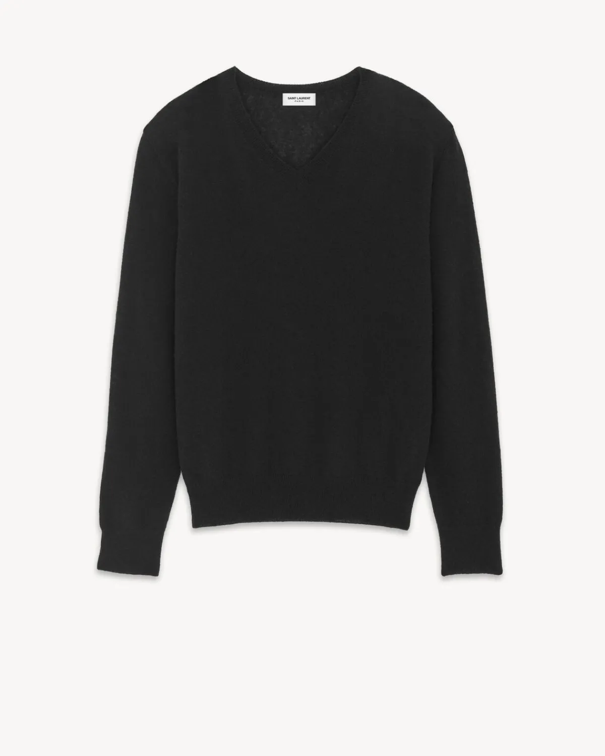 Saint Laurent Knitwear-V-Neck Sweater in Cashmere And Silk BLACK