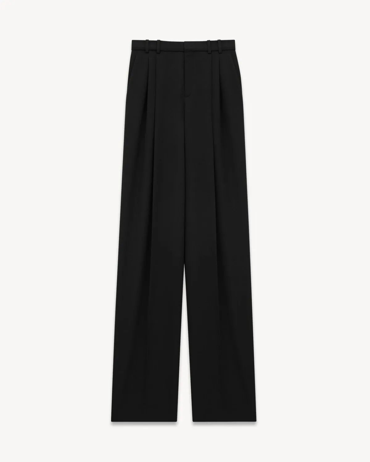 Saint Laurent Jackets And Pants-Wide-Leg Pants in Grain de Poudre BLACK