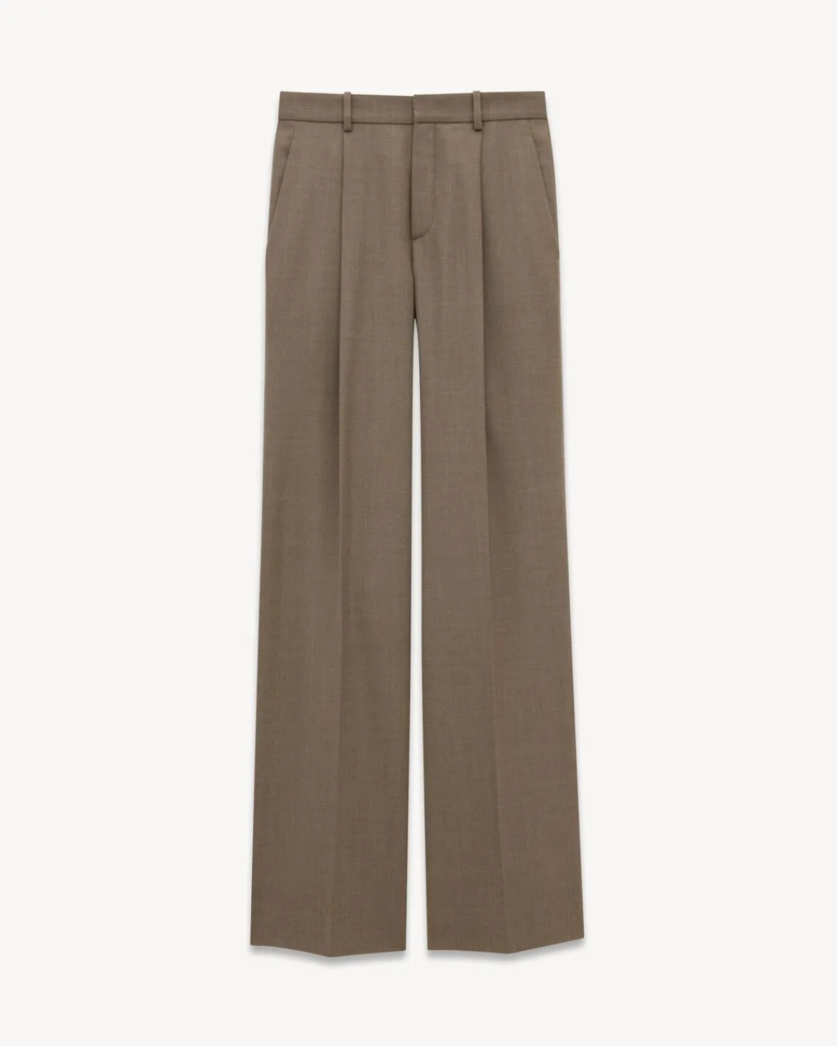 Saint Laurent Jackets And Pants-wide-leg pants in wool TAUPE