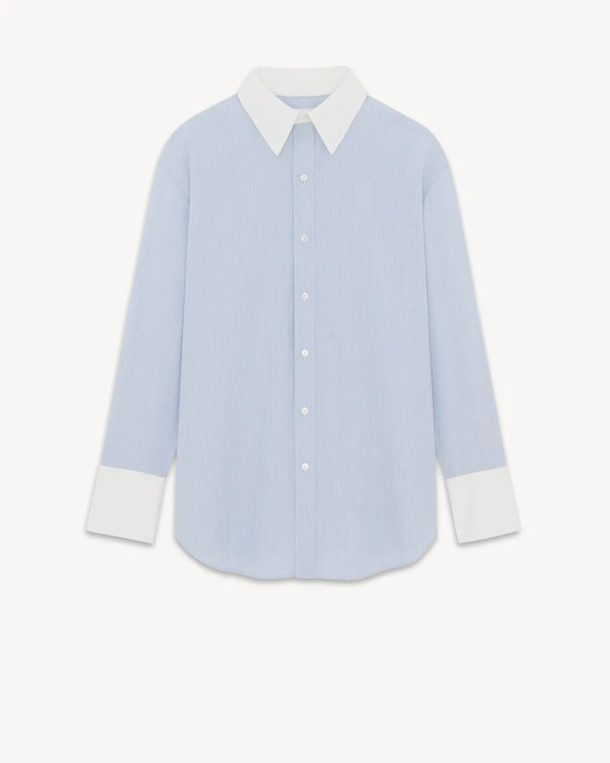 Saint Laurent Shirts And Tops-Winchester Boyfriend Shirt in Cotton BLEUBLANC