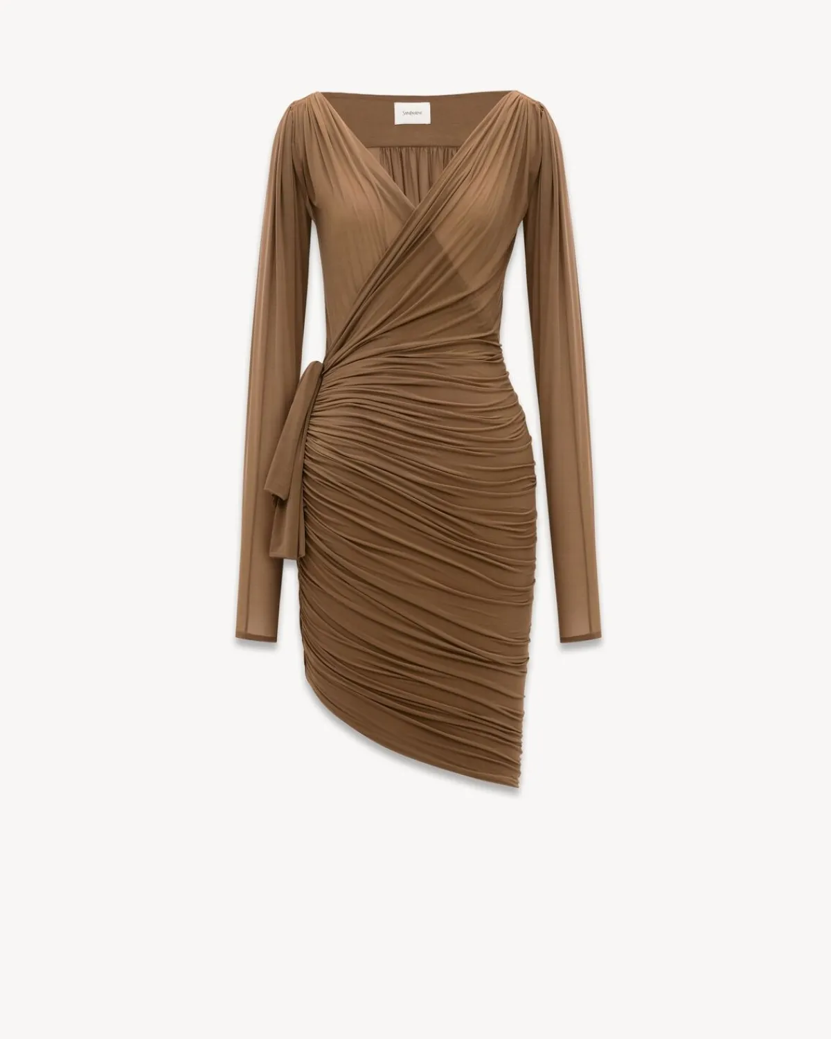 Saint Laurent Dresses And Skirts-wrap dress in stretch jersey DARKBEIGE