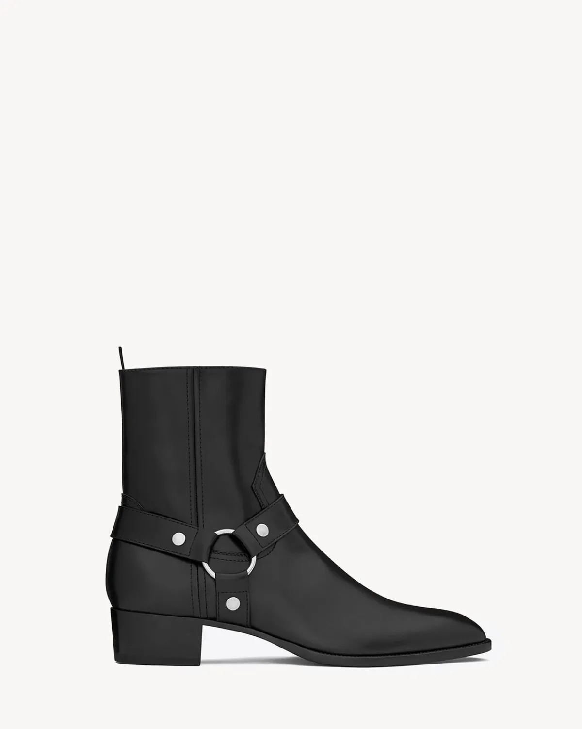 Saint Laurent Boots-wyatt harness boots in smooth leather BLACK