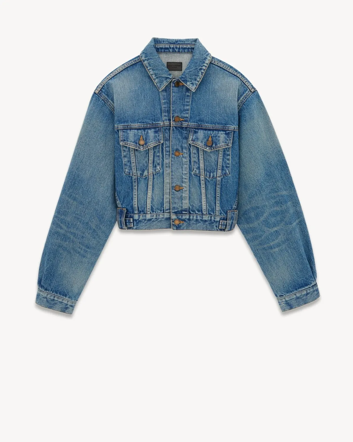 Saint Laurent Denim-80's Jacket in Vintage Blue Denim JAPANVINTAGEBLUE