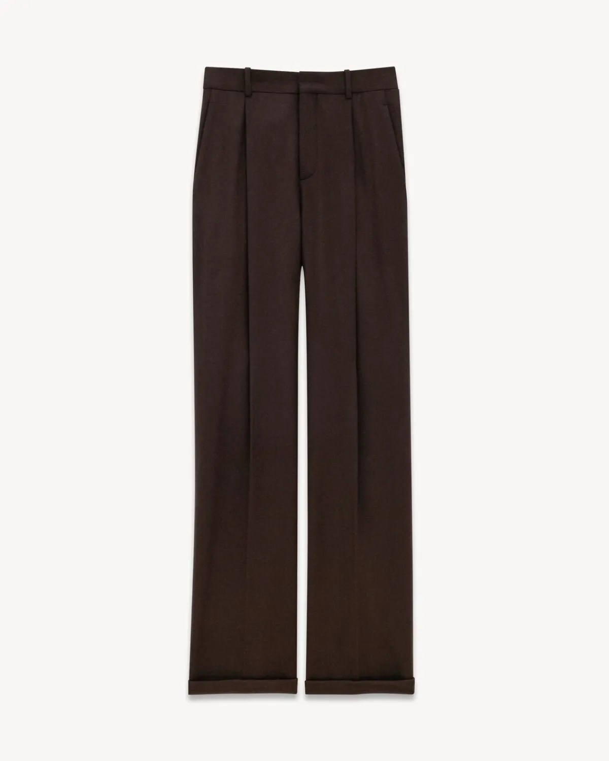 Saint Laurent Jackets And Pants-90'S pants in cashmere flannel MARRON